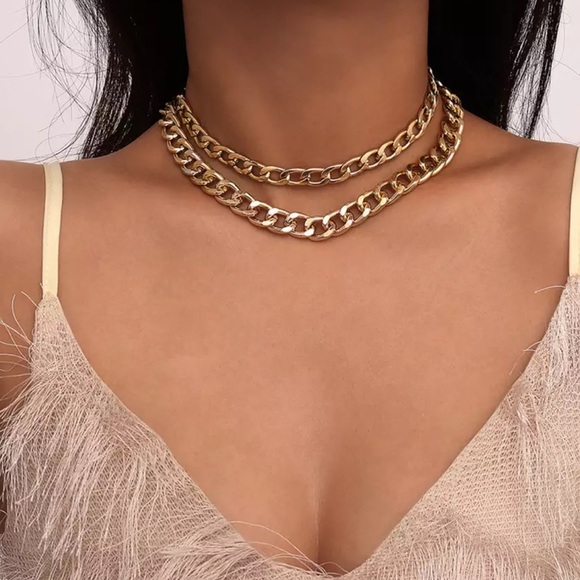 Double Chunky Chain Chokers - Picture 1 of 6